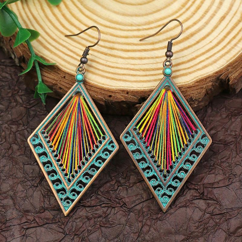 Bohemian Geometric Tassel Earrings: Ethnic Style Shell Water Drop Jewelry for Women