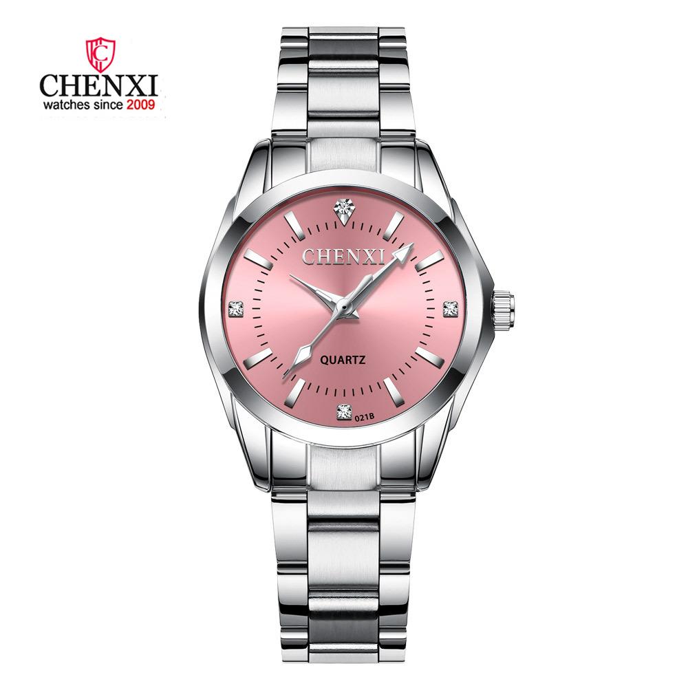 Fasinon Elegant Women Casual Watches Pink Rhinestone Simple Minimalism Lady Quartz Wristwatch 3ATM Waterproof CHENXI Brand Clock