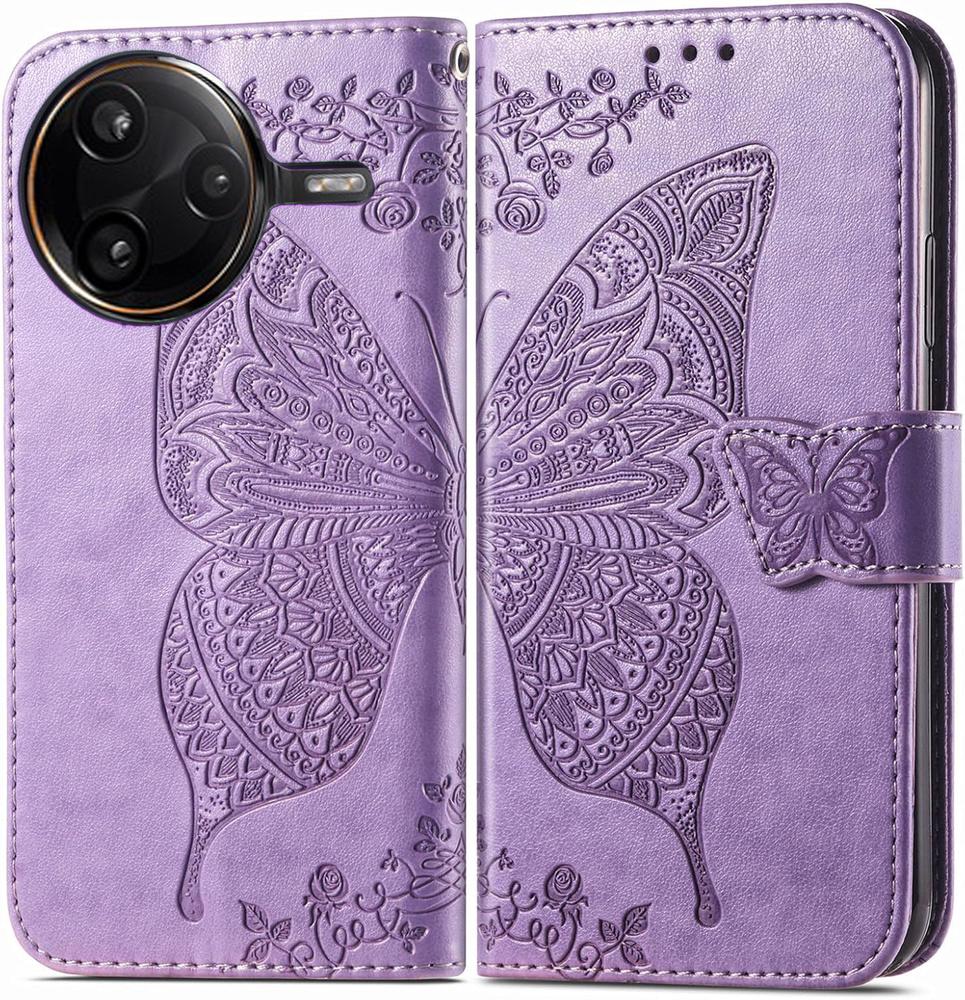Flip case for Xiaomi Poco F7 Pro, Butterfly, purple