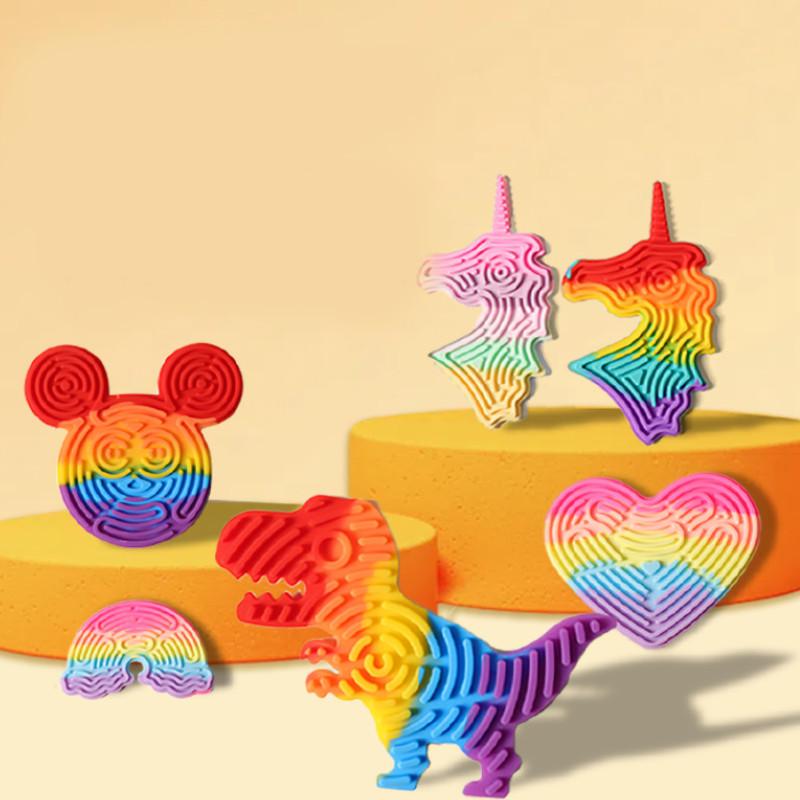 Красочная силиконовая сенсорная развивающая доска для детей с дизайном единорога для снятия стресса
