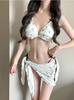 Swimsuit female sexy bikini small breasts gather three-point wrap skirt three-piece split triangle vacation hot spring swimsuit
