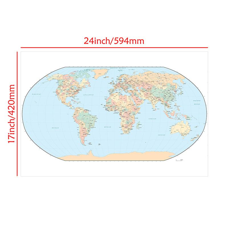 Стандартная карта Карта мира с национальным флагом Классическое издание Карта мира Плакаты и принты для школьных принадлежностей