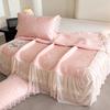 Sleeping grid cooling bean PE polymer cool feeling lace bed skirt cooling mat three piece set
