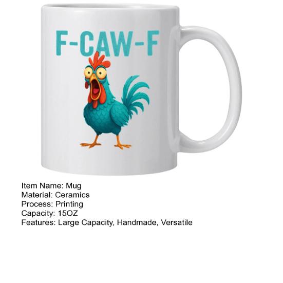 Персонализированная кружка F-Caw-F Chicken 15 унций керамическая кофейная чашка смешной петух фермерское животное юмор кружка многоразовая подходит для мытья в посудомоечной машине и микроволновой печи посуда для напитков
