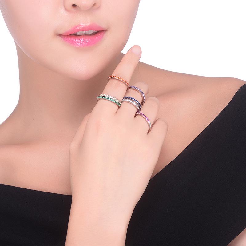 Elegant European-American Zircon Silver Ring for Women - Popular All-Match Jewelry Accessory