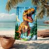 Custom Name Ultra-Soft Beach Towel with Dinosaur Theme,Ideal for Pool - Camping, Diving - Perfect Travel Essential, Vibrant Beach Towel.