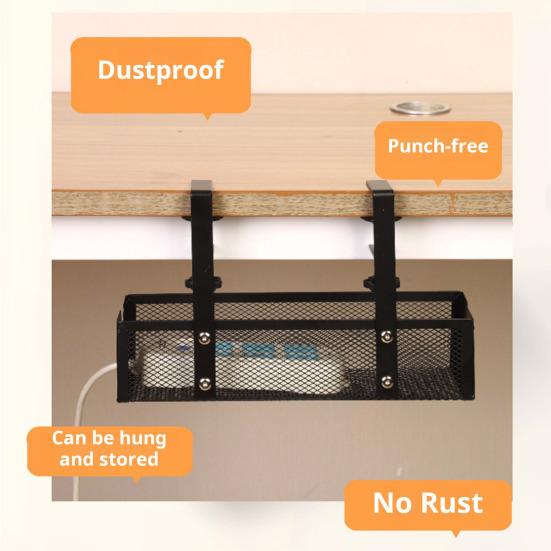 Rack Large Side Opening No Drill Hollow Cable Management Tray Desk Cable