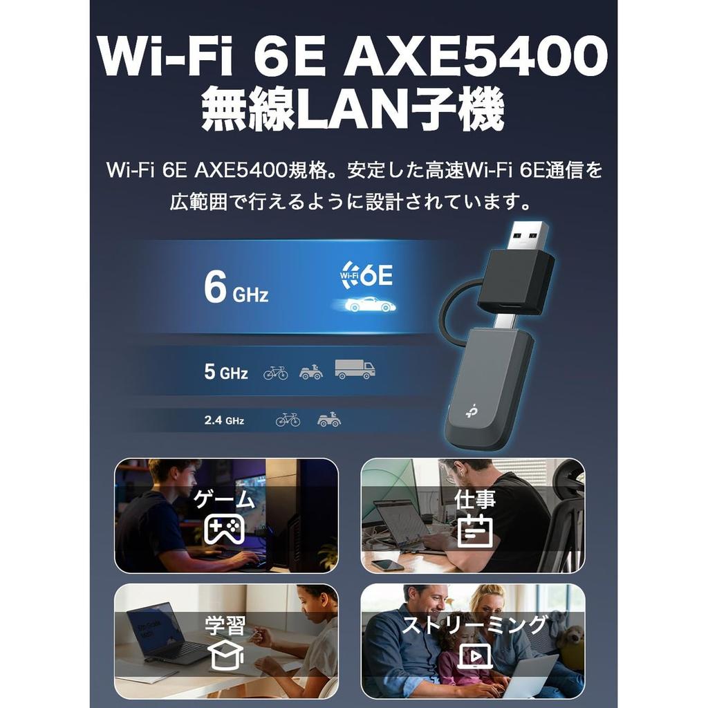 TP-Link Archer TXE70U/A Wi-Fi 6E AXE5400 USB 3.0 Wireless LAN Adapter