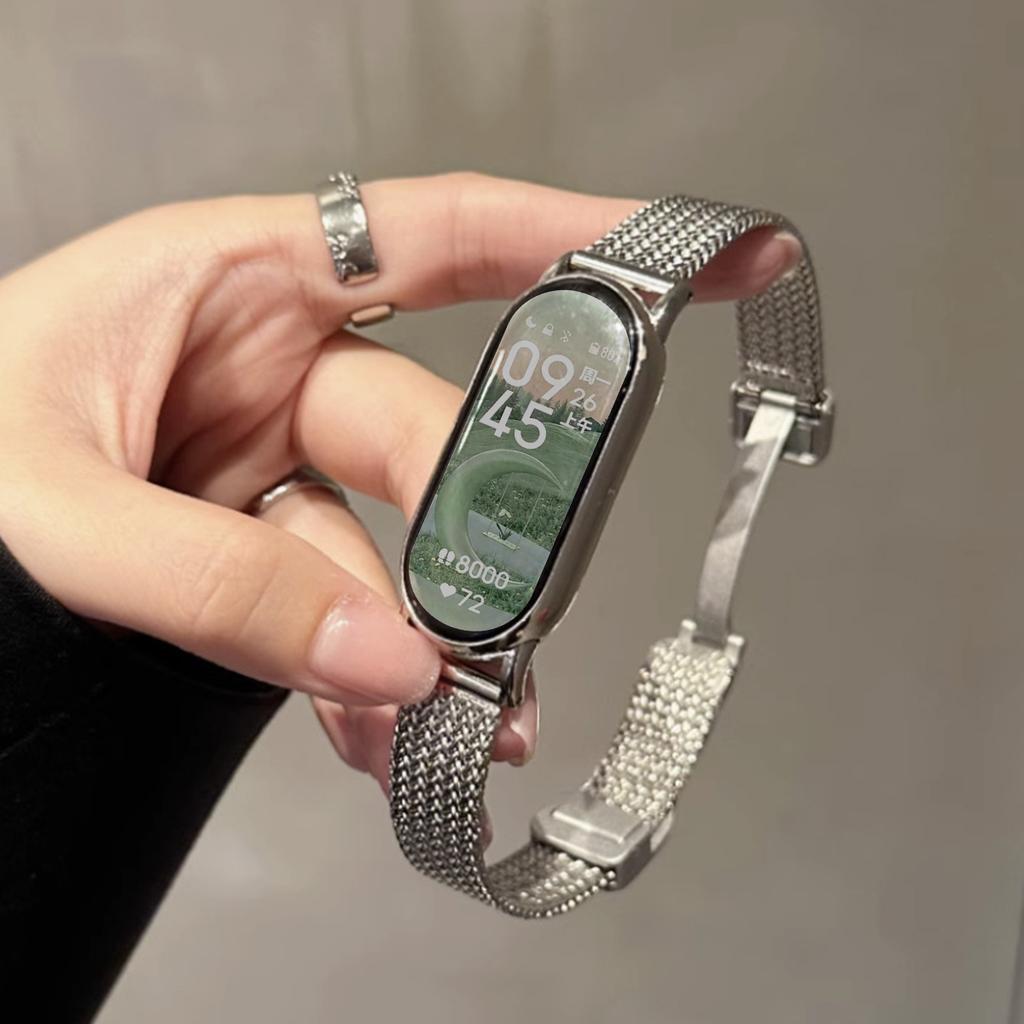 Магнитный ремешок для браслета Xiaomi Mi Band 10/ 9 /8, петля из нержавеющей стали для Mi Band 9 8/NFC, ремешки для Miband 10, аксессуары