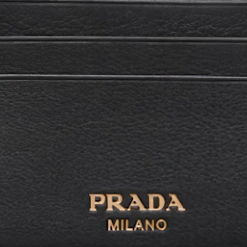 Prada Тисненый логотип шесть слотов для карт кожаный держатель для карт мужской черный