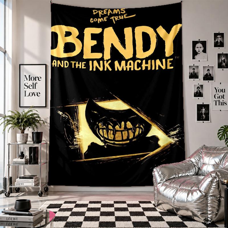 Настенный гобеленИскусство Bendy and the Ink Machine Повешенная ткань Декоративное фоновое покрытие для украшения комнаты