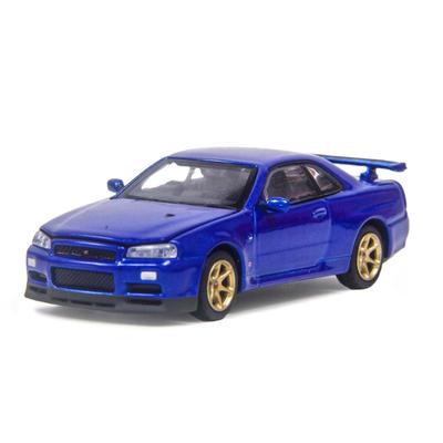 PAUDI MODEL Масштабная литая модель автомобиля R34 Skyline 2000 Nissan V Spec II 1/64 GT-R (синий)