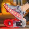 Children's Rechargeable LED Light-Up Running Shoes with Single/Double Wheel Skates