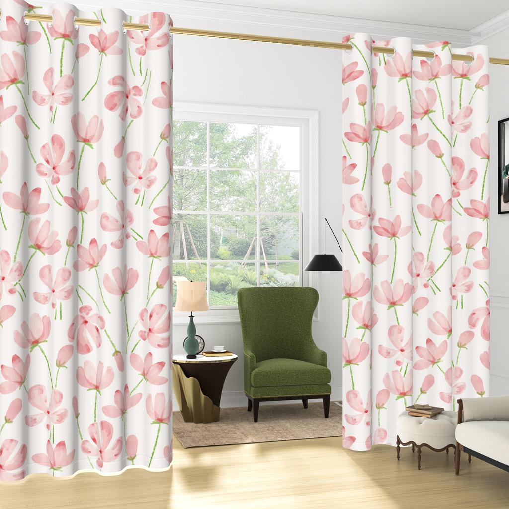 Set Of 2 Bohemian Plant Leaves Curtain Natural Flowers Farmhouse Curtains Living Room Bedroom Kitchen Decor Window Darkening For Great Made Polyester