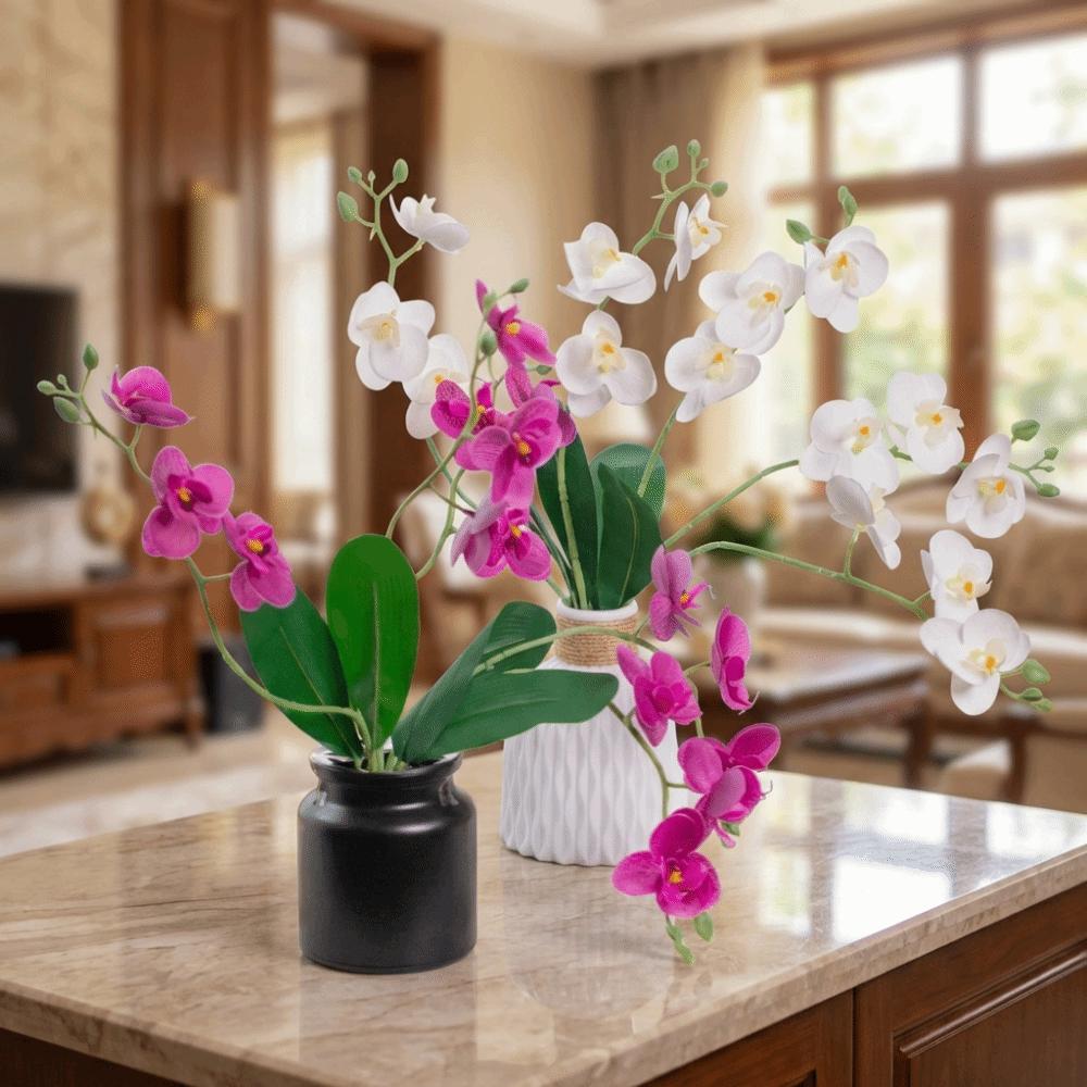5 Heads Simulation Orchid Flowers Realistic Faux Phalaenopsis Fake Flower  Home Living Room Decor