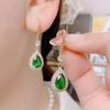 Retro Teardrop Gemstone Earrings Light Luxury High-end Tassel Ear Hook Long Luxury Earrings