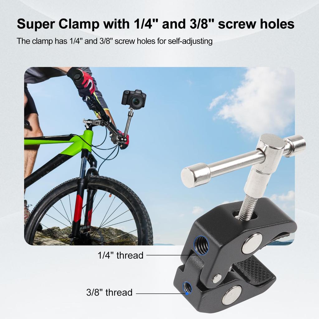 11-дюймовый волшебный зажим для камеры с дюймовым и дюймовым винтом, регулируемая подставка для камеры с 3 отверстиями 1/4 3/8 для оборудования для камеры, рычаг, ножки, фото,