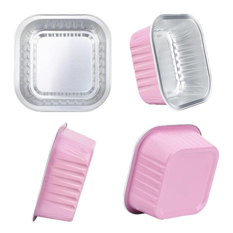 50 шт. Алюминиевые формы для выпечки, прямоугольные формочки для кексов с крышками, термостойкие мини-формы для выпечки, кухонные аксессуары