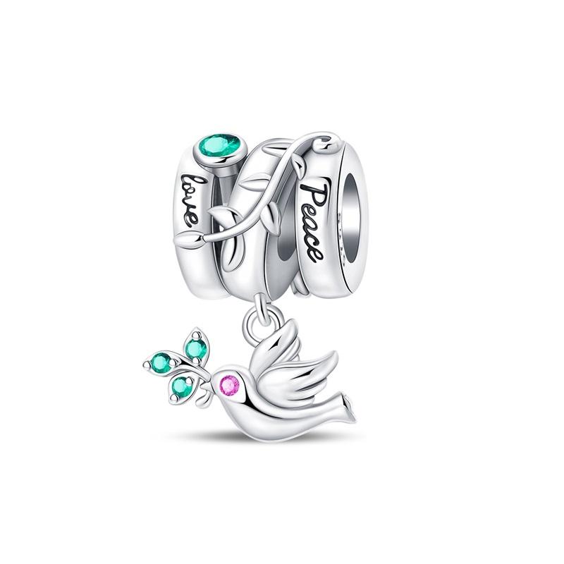 Fashion Spring Lucky Four Leaf Clover Series Copper Charms Beads Fit Original Bracelet Diy Jewelry