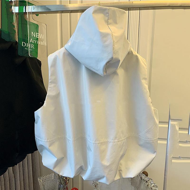 Модный женский жилет с капюшоном, винтажные свободные куртки без рукавов, женская осенняя уличная одежда, повседневный женский жилет 2023