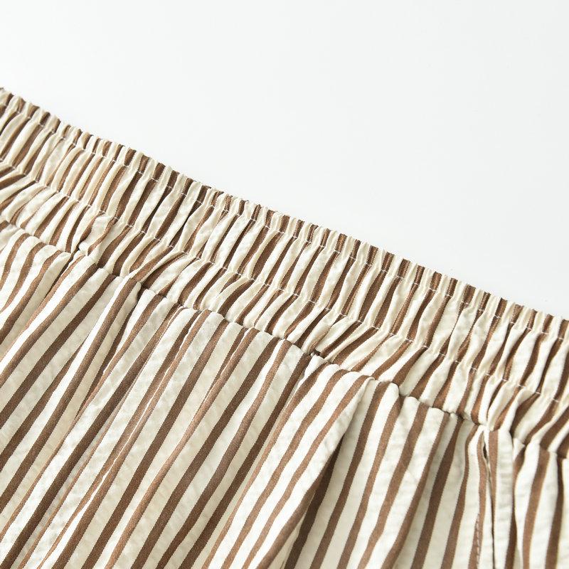 Женские летние повседневные брюки микроклеш в ретро-полоску 2024