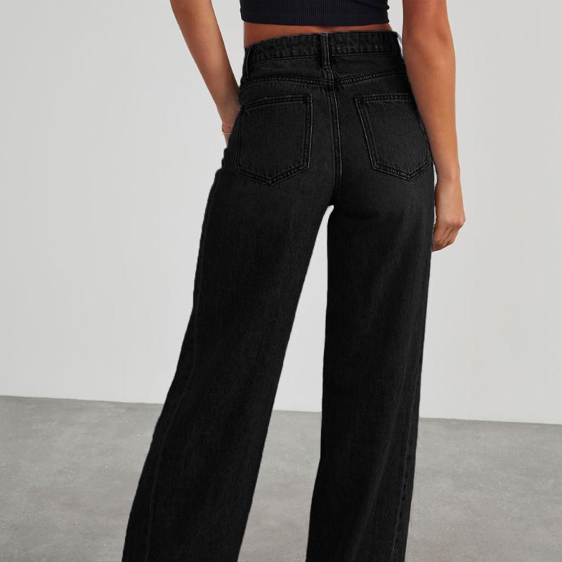 Джинсы прямого покроя с высокой талией, меховые, женские, новые модные, широкие брюки с высокой талией, джинсы, весна и осень для женщин, Y2k