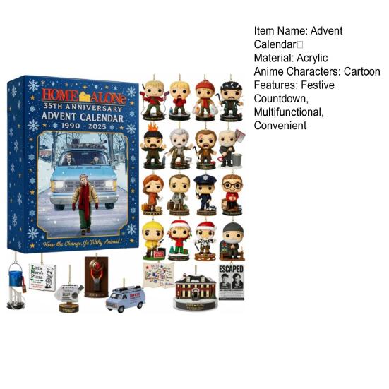Movie Advent Calendar 2025 24 Days Acrylic Ornament with Movie Themes Christmas Countdown Decor for Tree Kids' Room