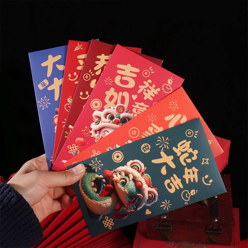 6pcs/set Chinese Style New Year Red Envelopes Cartoon Cash Envelopes Chinese New Year