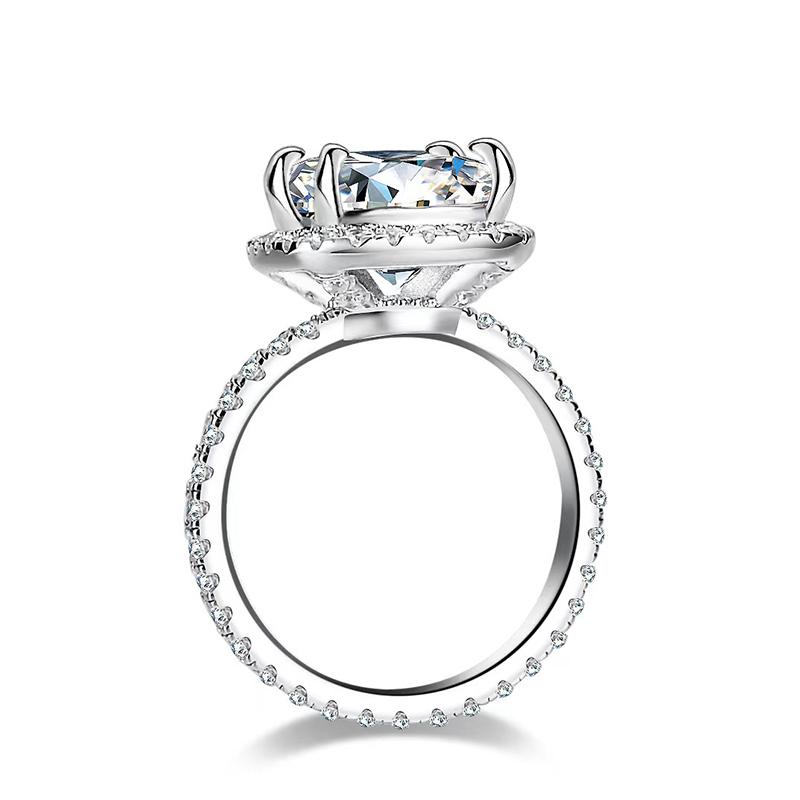 Fashion 5ct Real Moissanite Diamond Four Prong Square Ring Radiant Cut Pure S925 Sterling Silver for Women Fine Jewelry Wedding