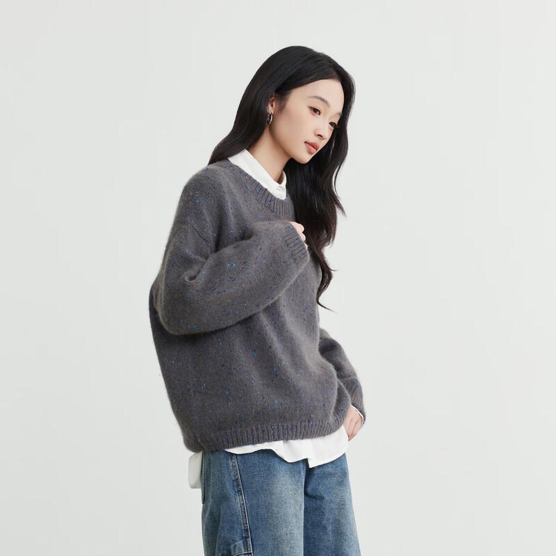 Elva' Island Женский утолщенный вязаный свитер с круглым вырезом