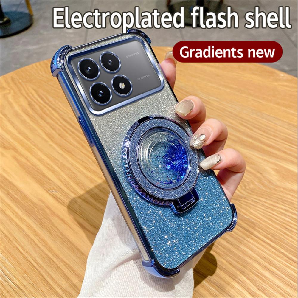 Чехол для телефона с подставкой-кольцом с блестками-зыбучим песком для Xiaomi Poco X6 Pro 5G X6 X3 NFC M6 Pro C65 12T 13T Pro Мягкий силиконовый противоударный чехол