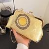 Ретро сумка через плечо для женщин с золотой вышивкой замок ракушка клипса цепочка Messenger клатч зеленые сумки через плечо