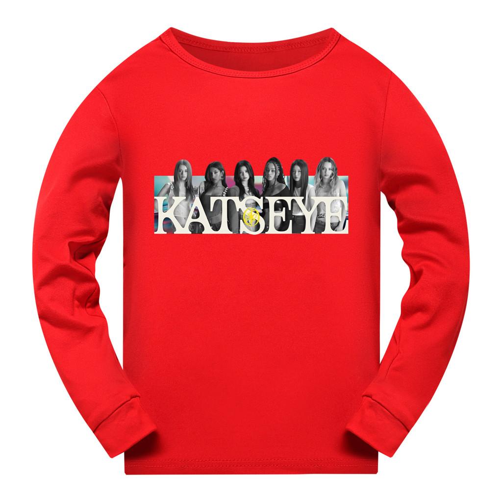 5350 Детская футболка с длинными рукавами для девочек с принтом KATSEYE