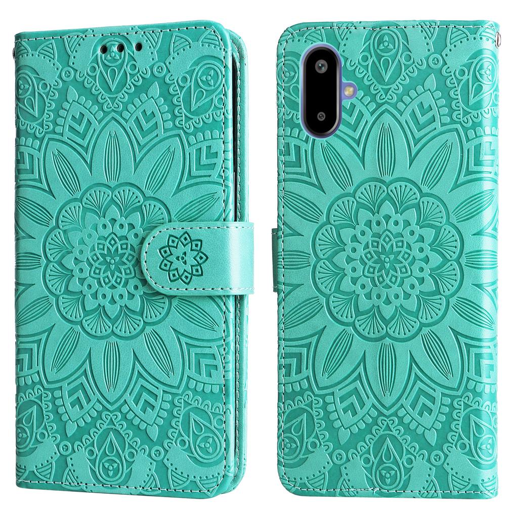 For Samsung Galaxy F06 5G Case Sunflower Imprint Leather Wallet Phone Cover