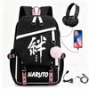 Anime Backpack Students Featuring Uchiha Itachi Design Canvas School Bag With USB Charging Port Unisex Street Style