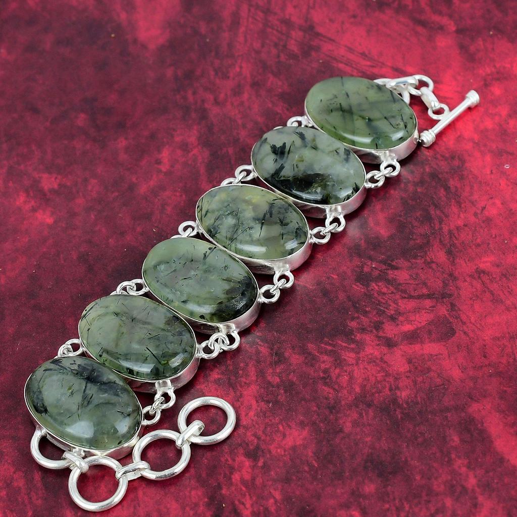 Браслет из пренита, Браслет из драгоценных камней, Ювелирные изделия ручной работы, Браслет из чистого серебра 925 пробы, Браслет-цепочка, Ювелирные изделия из пренита, подарок на помолвку