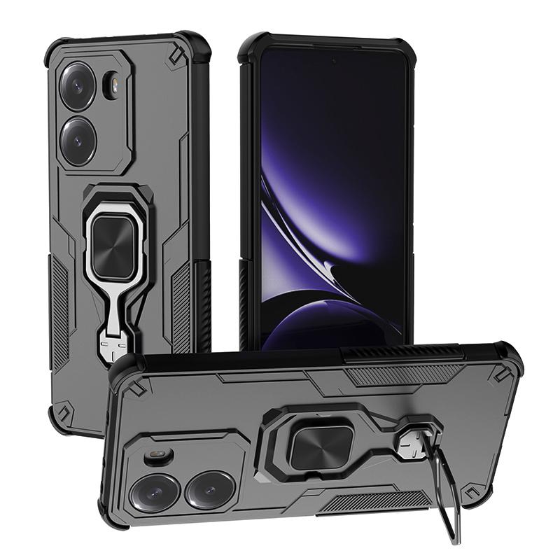 KEYSION Shockproof Armor Case for Xiaomi POCO X7 Pro Soft Silicone+PC Upright Metal Ring Stand Phone Back Cover for Redmi Turbo4