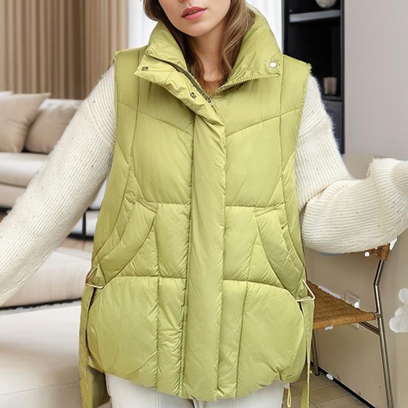 GMXIA Женские винтажные повседневные однотонные принтованные осенне-зимние куртки-стойки без рукавов и пальто