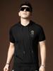 Ozhouzhan Men's Blazer Hood Short sleeve T-shirt Summer New Little Buddha Hot Drilling Half Sleeve Hoodie T-shirt