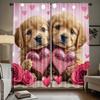 2 Pcs Cute and caring dog print curtains,suitable for bedroom,living room kitchen decoration,home decoration,window decoration