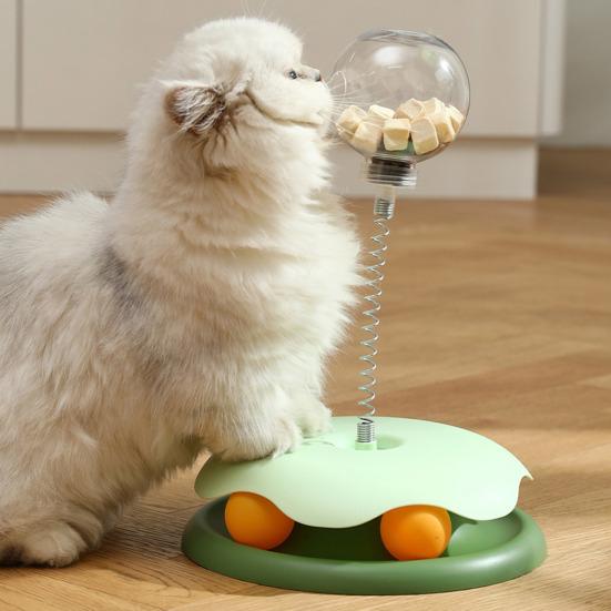 Interactive Cat Treats Dispenser Toy Leaking Food Ball Pet Feeder Toy Puzzle Pet Slow Feeder with Ball Track for Indoor Cats Dogs