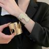 Универсальный плиссированный браслет с открытым манжетом, железный, 52 г, легкий, модный, для различных случаев, вариант подарка