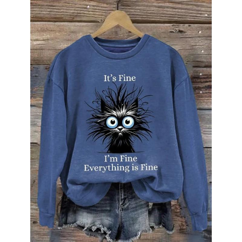 Womens Christmas Print Crewneck Sweatshirt Loose Fit Long Sleeve Pullover