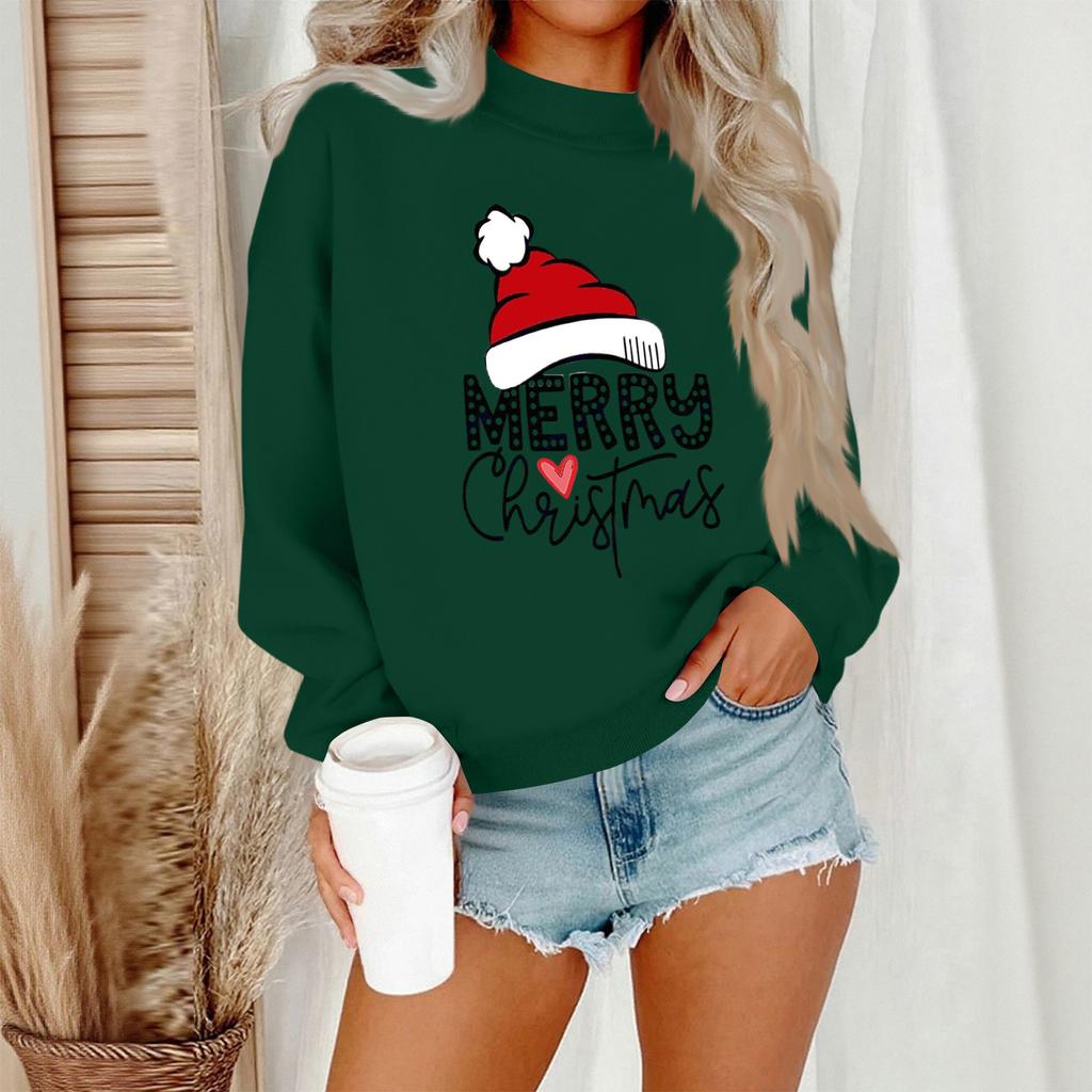 Женский повседневный модный свитшот с круглым вырезом и длинными рукавами с рождественским принтом