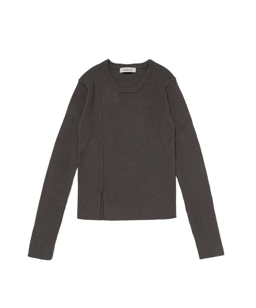 ROIDESROIS Scarf Set Round Neck Ribbed Knit (Charcoal)