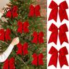 Staircase Hanging Bows 2Pcs Christmas Tree Bow Decors, Velvet Fabric Holiday Wreath Ornament Seasonal Home Accents for Home, Festive Garland