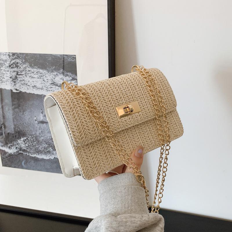 Трендовая женская летняя сумка кроссбоди с цепочкой-косичкой - Модный дизайн с поворотным замком