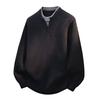 Fake Two Piece V Neck Button Knit Sweater Men Lazy Luxury Autumn Winter