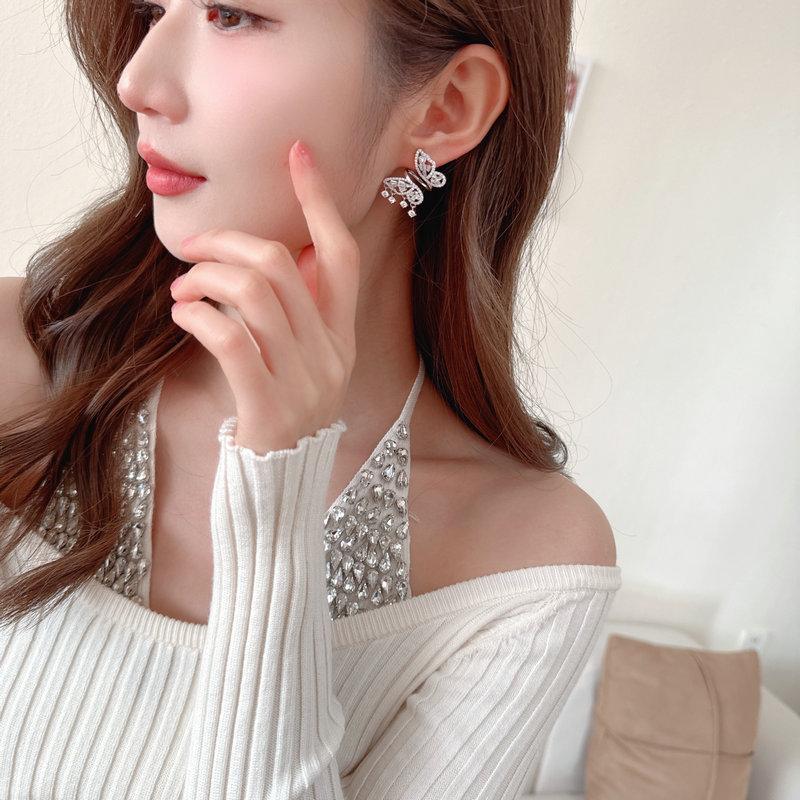 Новые модные легкие роскошные дизайнерские серьги-феи из циркония, нишевые высококачественные женские серьги-бабочки из серебра 925 пробы