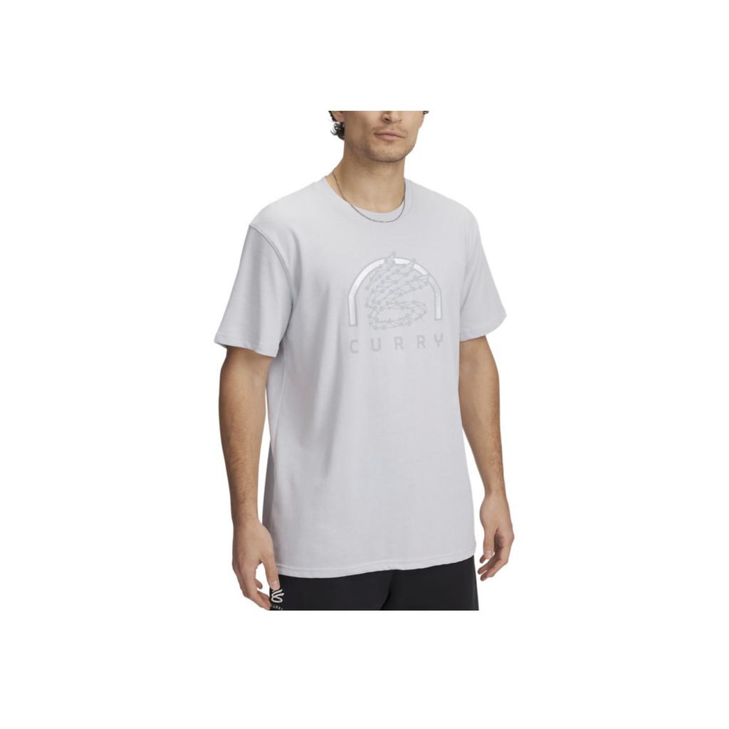 Under Armour Basketball Apparel Series Ua Curry Loose Fit Round Neck Fashion Sports Short Sleeve T-Shirt Men T-Shirts Haze-Gray 1390404-014